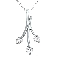 1/2 Carat TW Diamond Three Stone Leaf Pendant Available in 10k White Gold and 10K Yellow Gold