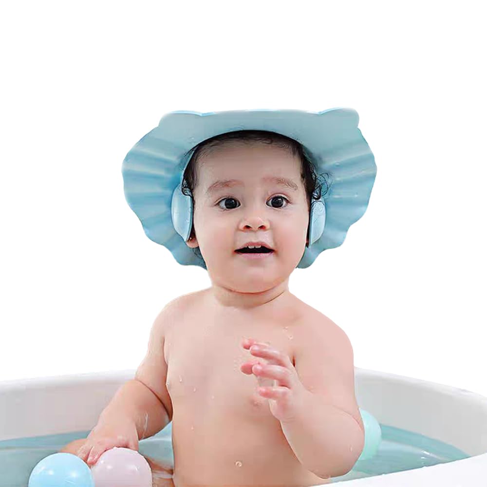 Shower Cap Baby Cover Eye Ear Protection Shower Hair Wash Shampoo Shield Soft Comf Adjustable Bathing Visor Hat Diversion Brim for Baby Kids Eye Ear Cover Shower