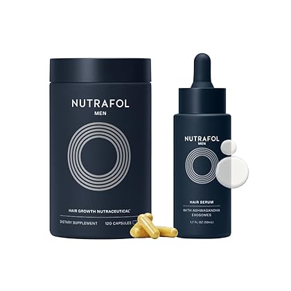 Nutrafol Men's Hair Growth Supplement and Hair Serum, Clinically Tested for Visibly Thicker and Stronger Hair - 1 Month Supply, 1.7 Fl Oz Bottle