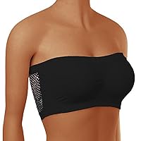 Women's Seamless Bandeau Crop Tube Top Bra Strapless Padded Bralette Solid Basic Bandeau