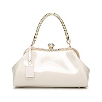 [LEAFICS] Patent Leather Satchel Shiny Top Handle Handbag Tote Boston Bag for Women Evening Party Wedding Shoulder Bag
