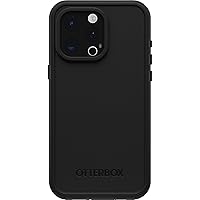 OtterBox iPhone 15 Pro MAX (Only) FRĒ Series Waterproof Case with MagSafe (Designed by LifeProof) - BLACK, Waterproof, 60% Recycled Plastic, Sleek and Stylish