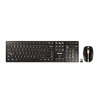 CHERRY DW 9100 Slim Wireless Keyboard and Mouse Set Combo Rechargeable with SX Scissor Mechanism, Silent keystroke Quiet Typing with Thin Design for Work or Home Office. (Black & Bronze)