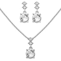 Nine West Silver-Tone and Crystal Necklace and Earrings Set