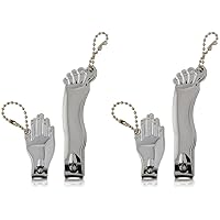 Kikkerland Hand and Foot Nail Clippers Set, Silver (Pack of 2)