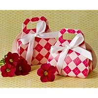 Perfectly Plaid Pink Purse Favor Box (24 Pack) - Bridal Shower Favors - Baby Shower Keepsake Gift Party Favor Boxes and Supplies (Bulk Buy Sale!)