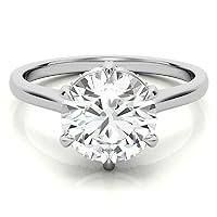 Kiara Gems 2 Carat Round Diamond Moissanite Engagement Ring, Wedding Ring, Eternity Band Vintage Solitaire Halo Hidden Prong Setting Silver Jewelry Anniversary Promise Ring Gift