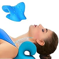 Neck and Shoulder Relaxer for TMJ Pain Relief and Cervical Traction Device for Spine Alignment, Neck Stretcher Chiropractic Pillow for Neck Pain Relief (Blue)