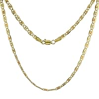 Solid 14K Tri-color Gold 3mm Star Diamond Cut Chain Necklace for Women Sparkling Flat Links 16-24 inch