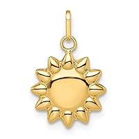 14k Gold Polished Puffed Sun Pendant Necklace Measures 17x12mm Wide 1mm Thick Jewelry for Women
