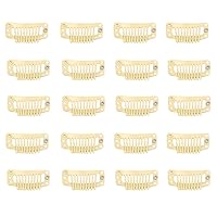 20pcs 9-Teeth Stainless Snap Comb Wig Clips, Hair Extension Clips, Wig Accessories Clip, Diy Clips for Hairpieces Wigs hair extensions (Beige)