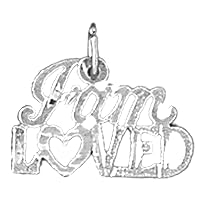 18K White Gold I am Loved Saying Pendant, Made in USA