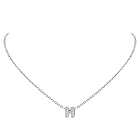 Suplight 925 Sterling Silver Cubic Zirconia Initial Necklaces, Dainty A-Z Alphabet Letter Pendant Necklace for Women Girls (with Gift Box)