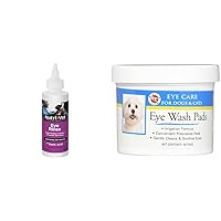 Eye Rinse for Dogs - Gentle Formula to Soothe Irritated Eyes and Prevent Tear Stains - 4 oz & Miracle Care Cat & Dog Eye Wipes Made in USA, Soft Pet Wipes for Gently Cleaning Eyes