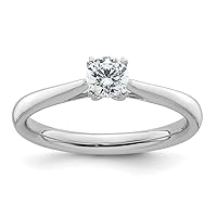 True Origin 14k White Gold 1/3 Carat Lab Grown Diamond SI D E F Round Solitaire Engagement Ring Size 7.00 Jewelry for Women