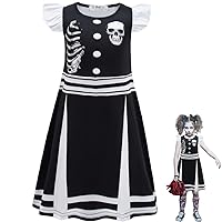 Halloween Girls' Skull Print Cosplay Costumes,Carnival Party Stage Performance Costumes,Cheerleading Zombie Costumes.