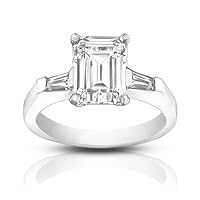 1.00 ct Ladies Emerald Cut Diamond Engagement Ring in 18 kt White Gold