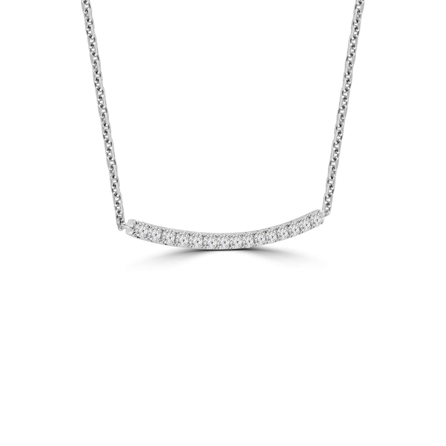 Madina Jewelry 0.55 ct Round Cut Diamond Stick Bar Horizontal Long Pendant Necklace for Women (G Color SI-1 Clarity) With 16 inch Chain Included