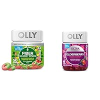OLLY Fiber Gummy Rings 50ct & Extra Strength Elderberry Gummies Immune Support 60 Count