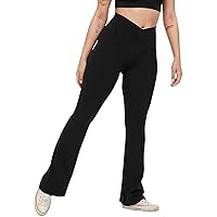 SNKSDGM Womens High Waist Flared Pant Wide Leg Bootcut Yoga Pants with Pockets Booty Lifting Soft Tummy Control Leggings