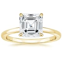10K Solid Yellow Gold Handmade Engagement Rings 3.0 CT Asscher Cut Moissanite Diamond Solitaire Wedding/Bridal Ring Set for Womens/Her Propose Ring
