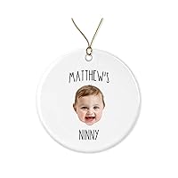 Baby Photo Ornament - Funny Ninny Gift Personalized Baby Face Ornament Printed on Both Sides