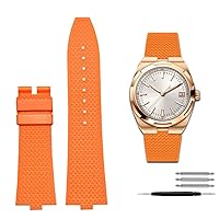 Quick Disassembly Fluororubber Watch Strap for Vacheron Constantin VC Series 4500V 5500V 7900V Convex Interface 7mm Watchband (Color : Orange-No Buckle, Size : 24-7mm)