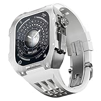 SKXMOD Luxus-Uhrenarmband, für Apple Watch 8/7/6/5/4/Series Metallgehäuse + Fluorkautschuk Luxus-Uhrenarmband für iWatch 44 mm 45 mm Uhrenarmband-Modifikationsset, Upgrade Uhrenarmband und Gehäuse