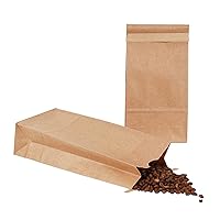Restaurantware Bag Tek 1 LB Bakery Bags 100 Disposable Treat Bags - Built-In Tin Tie For Coffee Beans Donuts And Granola Brown Kraft Popcorn Favor Bags
