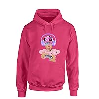 Gamer girl hoodie, long sleeve drawstring with pockets, heavy weight, casual winter gift, for women and girls, size XS-5XL, heliconia color.