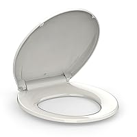 Toilet Seat, Round Toilet Seat with Quick-Release And Quick-Attach, Plastic Toilet Seat with Soft Close, Never Loosen, Easy Install and clean - Fits Most Round Toilets Biscuit