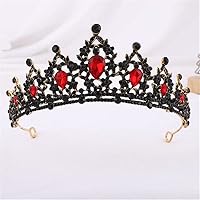 Gold Colors Crystal Crown for Girls Small Tiaras Headdress Prom Wedding Dress Hair Jewelry Bridal Accessories (Red)