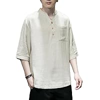Summer Men's Short-Sleeve T-Shirt, Chinese Style, Youth, Solid Color, Casual T-Shirt