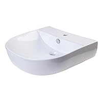 ALFI brand AB110 D-Bowl Porcelain Wall Mounted Bath Sink, 20