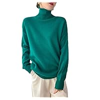 Women Wool Turtleneck Sweater Autumn Winter Full Sleeves Solid Color Knitted Warm Pullover