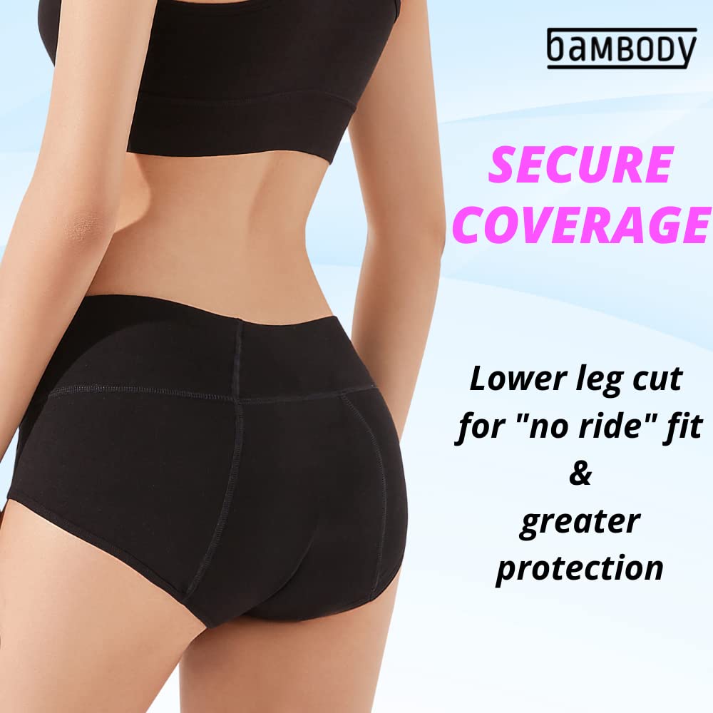 Bambody Absorbent Panty: Period Underwear for Women - Bamboo Soft Maternity & Postpartum Period Panties - 4 Tampon Menstrual