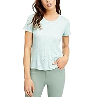 Womens Juniors Absolutely Waffle Lace Trim T-Shirt Green M