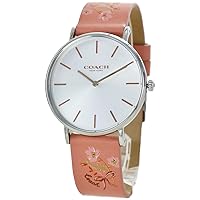 Coach 14503295 Women's Perry Leather Watch, Leather Strap, Salmon Pink