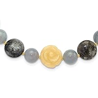 15.2mm 925 Sterling Silver Gold Plated Agate Labradorite Dyed Jade 2inch Extension Necklace 17 Inch Jewelry for Women