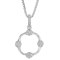 PEORA Sterling Silver Simulated Diamonds Confetti Pendant Necklace for Women, with 18 inch Italian Chain