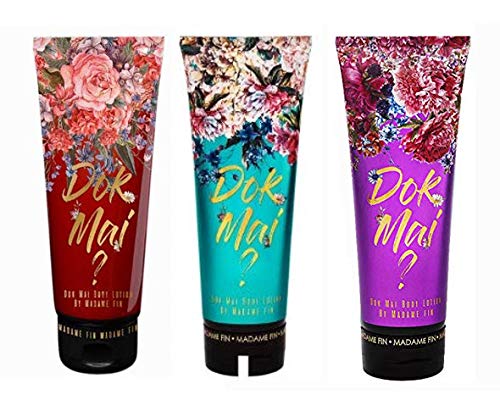 Best Gift Set Thai Famous Popular 3 Colors Dok Mai Body Lotion Madam Fin Classic Perfume Sweet Flower (Red, Purple, Green) 120 ml. by Madam A