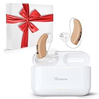Hearing Aids, Vivtone Lucid508 Rechargeable Hearing Aids for Senior & Adults, Advanced 8-Chanel Digital BTE Hearing Devices with 125 Hrs Backup Power & Auto-On/Off, Beige, Pair