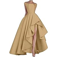 VeraQueen Women's Long Strapless Formal Evening Dress Satin Sleeveless Prom Dress Champagne
