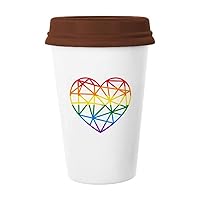 Rainbow Gay Lesbian Modelling Heart LGBT Mug Coffee Drinking Glass Pottery Ceramic Cup Lid