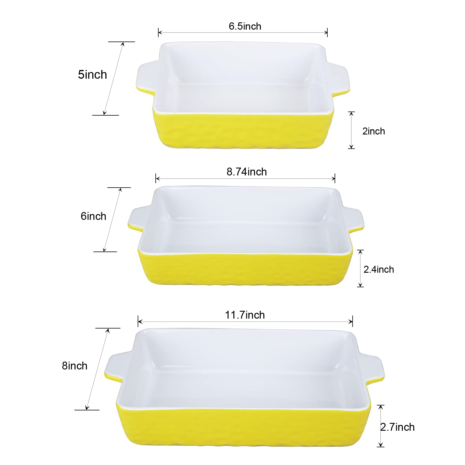 Ceramic Baking Pans Set, Nonstick Bakeware Sets with Handle, 12