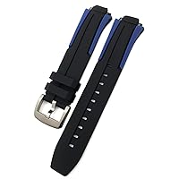 18mm Rubber Silicone Waterproof Watch Band Strap for Tissot T111417 Wrist Bracelet Quartz Watch Men Women's Sports Accessories (Color : Black Blue Silver, Size : 18mm)