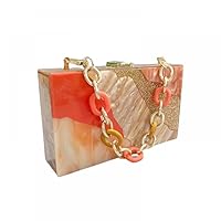 YYW Acrylic Evening Bags Multicolor for Women Clutch Purse Elegant Marbling Shoulder Banquet with Detachable Chain Clutch Gift for Women Wedding Parties Prom
