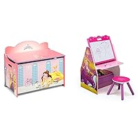 Deluxe Toy Box, Disney Princess & Kids Easel and Play Station – Ideal for Arts & Crafts, Homeschooling and More- Greenguard Gold Certified, Disney Princess