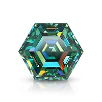 Loose Moissanite 1 Carat, Green Color Diamond, VVS1 Clarity, Hexagon Brilliant Cut Gemstone for Making Engagement/Wedding/Ring/Jewelry/Pendant/Earrings/Necklaces Handmade Moissanite