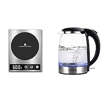 COSORI Mug Warmer & Coffee Cup Warmer, silver & Electric Kettle with Stainless Steel Filter and Inner Lid, 1500W Wide Opening 1.7L Glass Tea Kettle & Hot Water Boiler, Matte Black